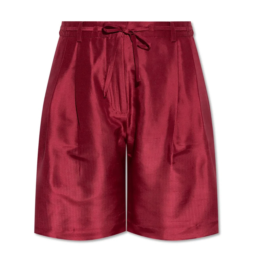 Silk Sleep Shorts Piped Wine