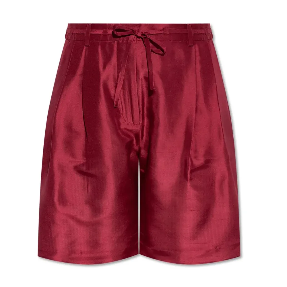 Silk Sleep Shorts Piped Wine