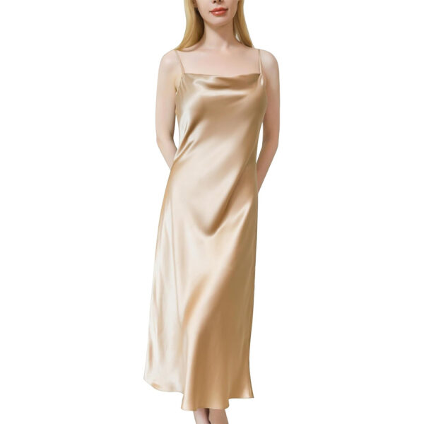 Seiden-Slip-Nachthemd Cowl Neck Kaffee Seiden-Slip-Nachthemd Cowl Neck Kaffee