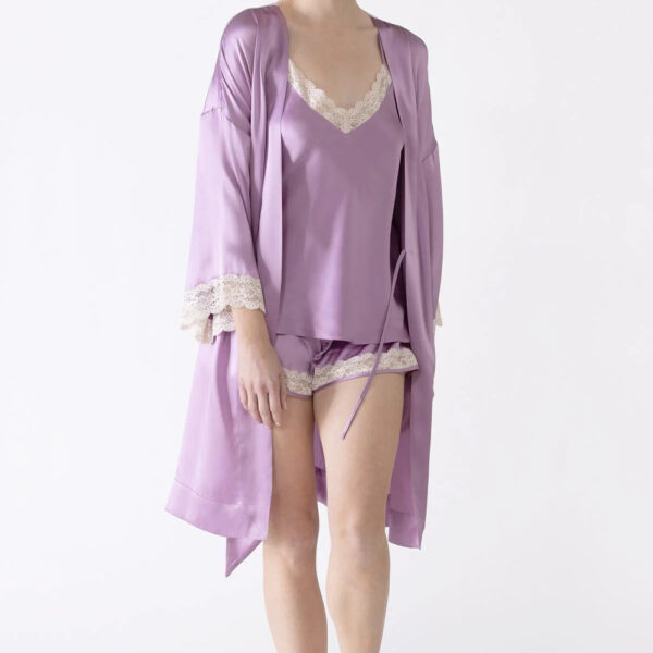 Silk Tank Top Lace Trim Lilac