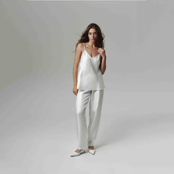 Silk Tank Top V Neck Silver Silk Tank Top V Neck Silver