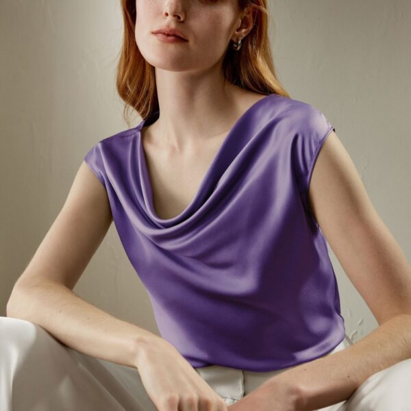 Silk Tee Crew Neck Lilac