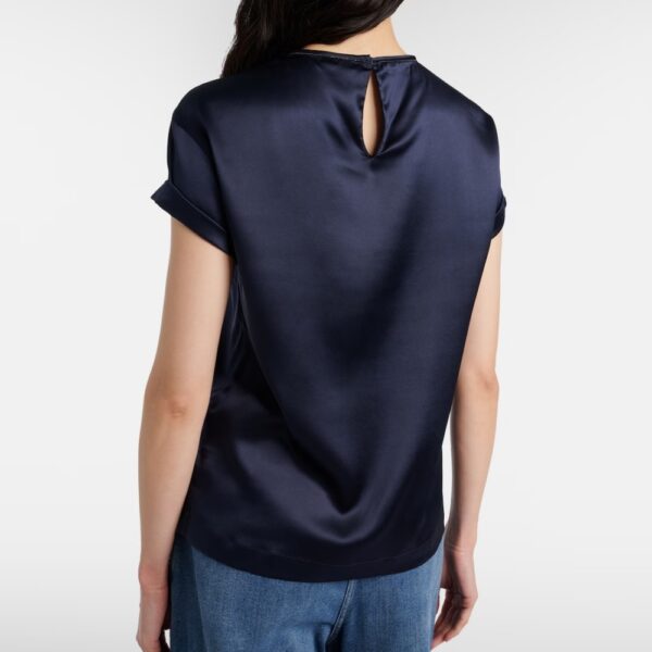 Seiden-T-Shirt Sandwashed Schwarz Seiden-T-Shirt Sandwashed Schwarz