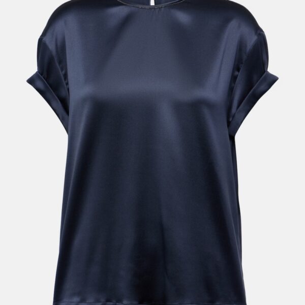Seiden-T-Shirt Sandwashed Schwarz Seiden-T-Shirt Sandwashed Schwarz