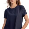 Silk Tee Short Sleeve Navy Silk Tee Short Sleeve Navy