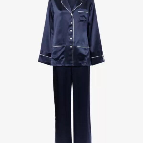 Seiden-Thermalset Langarm Navy