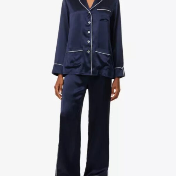 Set termico in seta a manica lunga Navy